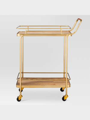 Metal, Wood, And Leather Bar Cart - Gold - Threshold™
