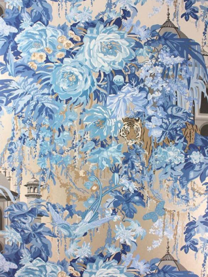 Mughal Garden Wallpaper In Blue And Gilver By Matthew Williamson For Osborne & Little