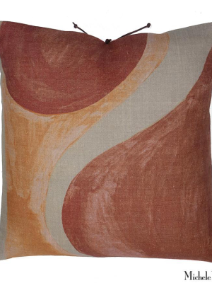 Printed Linen Pillow Winding Sienna Blush 20x20