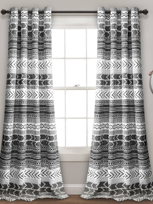 Set Of 2 Hygge Geo Room Darkening Window Curtain Panels - Lush Décor