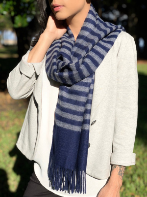 Navy Stripe Baby Alpaca Scarf