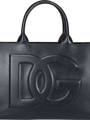 Dolce & Gabbana Logo Embossed Top Handle Tote Bag