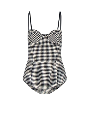 Redvalentino Vichy Houndstooth Print Bodysuit