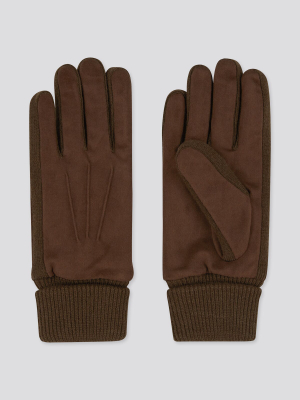 Men Heattech-lined Faux Suede Gloves