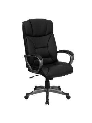 Executive Swivel Office Chair Black Leather - Flash Furniture