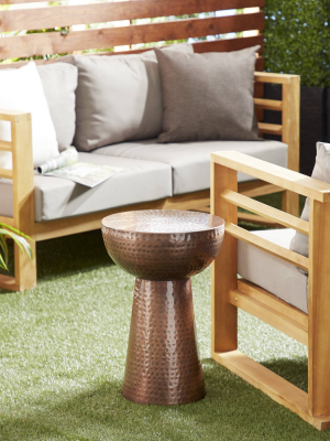 Hammered Metal Drum End Table Bronze - Olivia & May