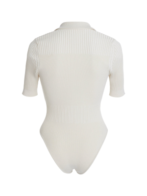 Yauco Ribbed-knit Polo Bodysuit