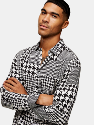 Patchwork Houndstooth Slim Shirt