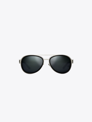 Cut-out Temple Pilot Sunglasses