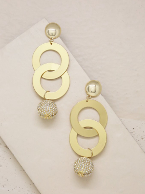 Boss Lady Interlocking Statement 18k Gold Plated & Crystal Ball Earrings