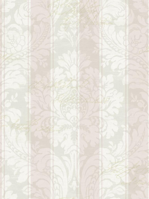 Striped Damask Wallpaper In Blush From The Spring Garden Collection By Wallquest