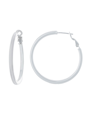 Boxed Fine Silver Plated 39mm Hoops