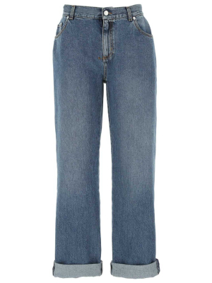 Alexander Mcqueen High Waisted Cropped Jeans