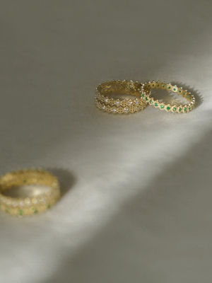 Symm-beaded Ring With Emeralds