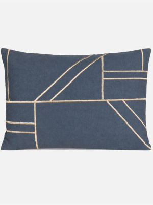 Roslyn Lumbar Pillow Set Navy Canvas