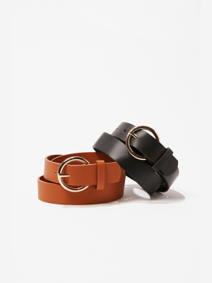 Faux Leather Belt Set