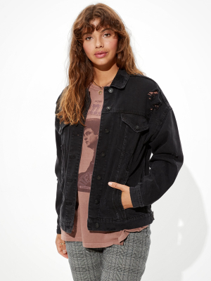 Ae Denim Destroyed Boyfriend Jacket