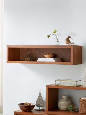 Aspect Walnut 47.5" Floating Cube Shelf