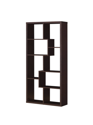 71" Spacious Bookshelf Cappuccino Brown - Benzara