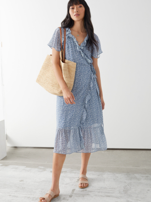 Ruffled Midi Wrap Dress