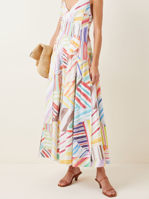 Million Pleats Printed Cotton Maxi Dress