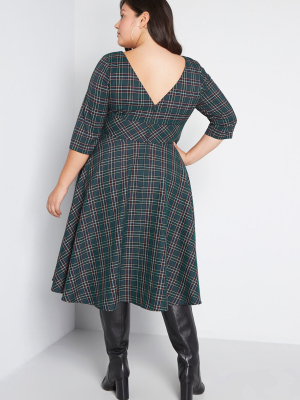 Miss Exceptional Plaid A-line Dress