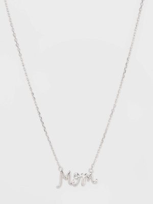 Sterling Silver "mom" Station Extender Necklace - Silver Gray