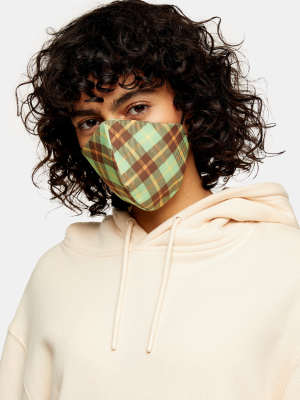 **green Check Fashion Face Mask