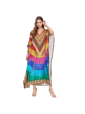 Rainbow Leopard Digital Printed Kaftan