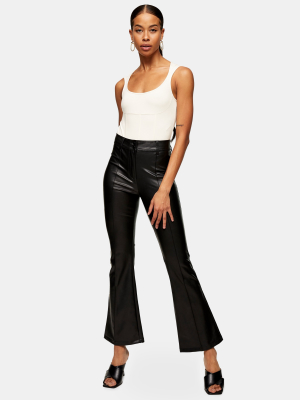 Tall Black Pu Flare Trousers