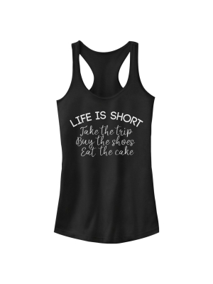 Junior's Lost Gods Life Is Short Mantra Racerback Tank Top