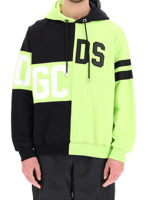 Gcds Panelled Logo Print Hoodie