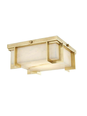 Delmar Led Small Flush Mount Aged Brass