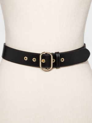 Women's Grommet Buckle Belt - A New Day™ Black