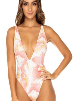 Luli Fama Costa Del Luz Reversible Deep V-neck One Piece