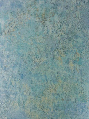 Fresco Wallpaper In Teal Metallic From The Enchanted Gardens Collection By Osborne & Little