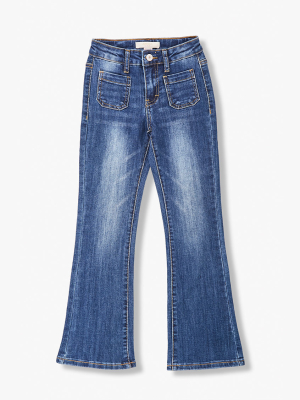 Girls Patch-pocket Flare Jeans (kids)