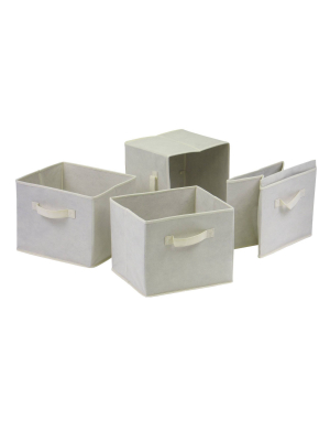 Set Of 4 Capri Foldable Fabric Baskets Beige - Winsome