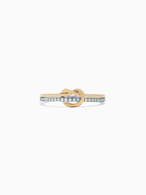 Effy Novelty 14k Two Tone Gold Diamond Knot Ring, 0.07 Tcw