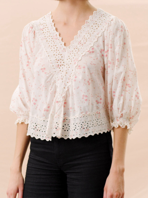 Broderie Slub Top