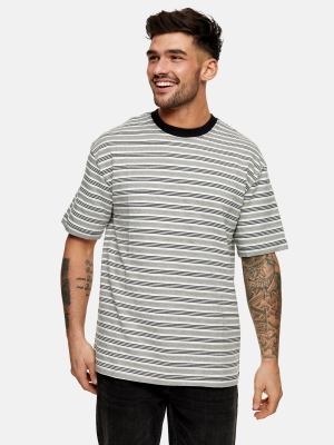 Black And White Oversized Stripe T-shirt