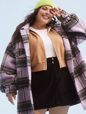 Plus Size Button-front Plaid Jacket