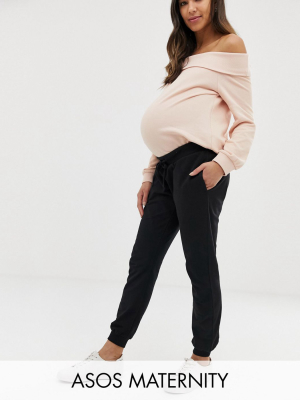 Asos Design Maternity Under The Bump Basic Jogger With Tie