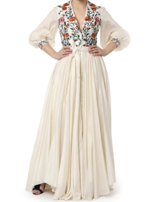 Angrakha Neck Embroidered Gown