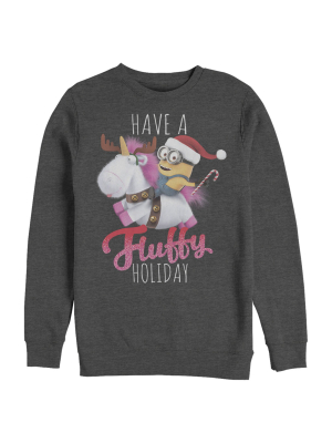 Men's Despicable Me Christmas Minions Have A Fluffy Day Unicorn Sweatshirt