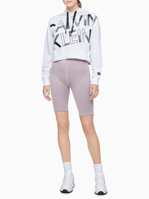 Performance Striped Remix Logo Cropped Sweatshirt