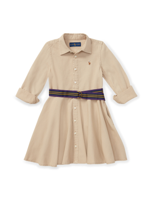 Belted Cotton Chino Shirtdress