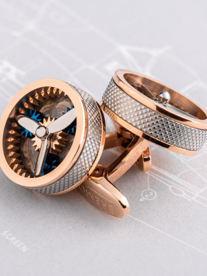 Rotational Prop Rose Gold Plated Stainless Steel Cufflinks