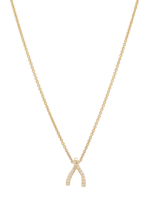 Diamond Mini Wishbone Necklace