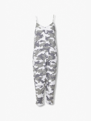 Ribbed Camo Print Jumpsuit